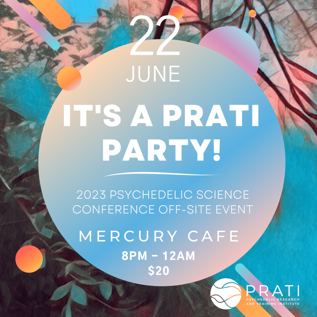 poster that reads "it's a prati party!"