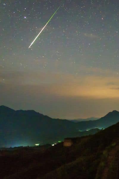 night sky with meteor