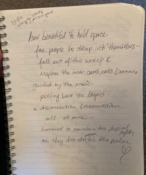 leah's handwritten poem in a spiral notebook