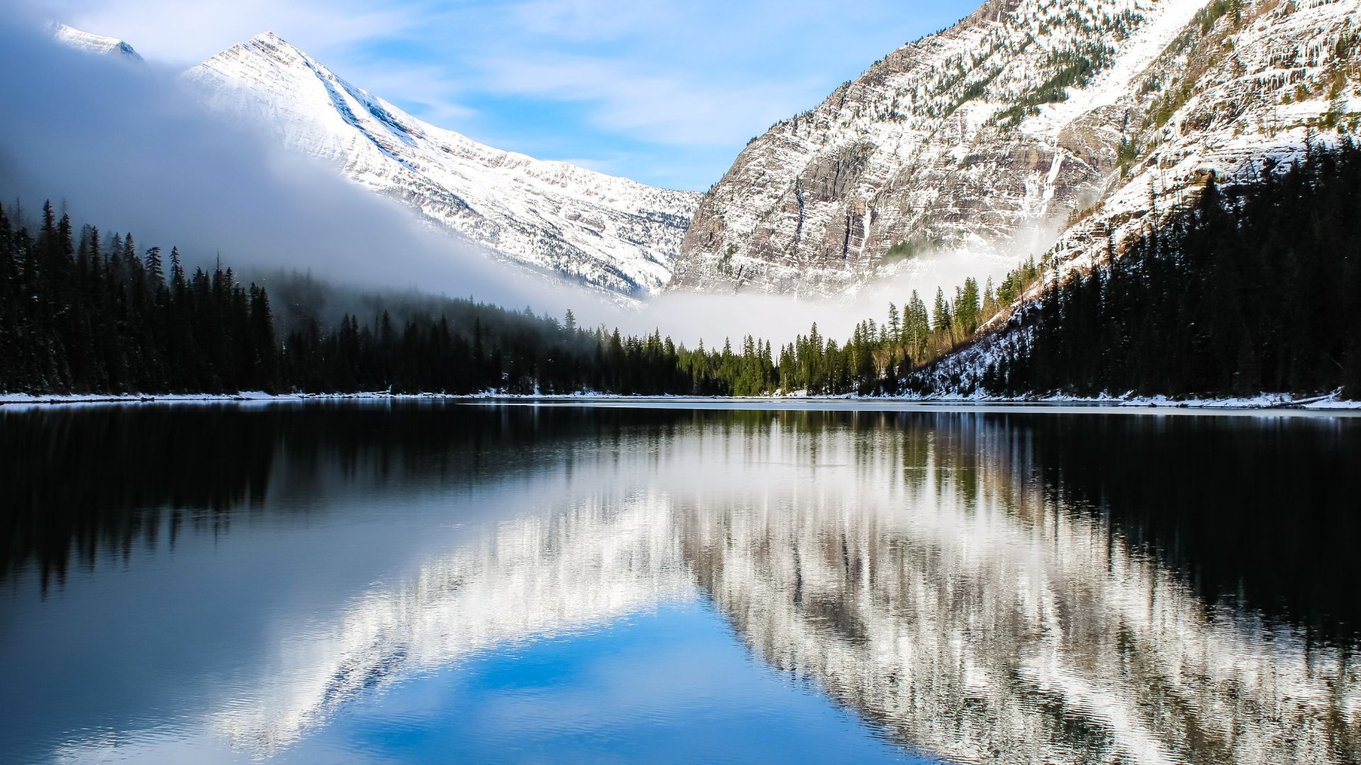 mountains and a lake